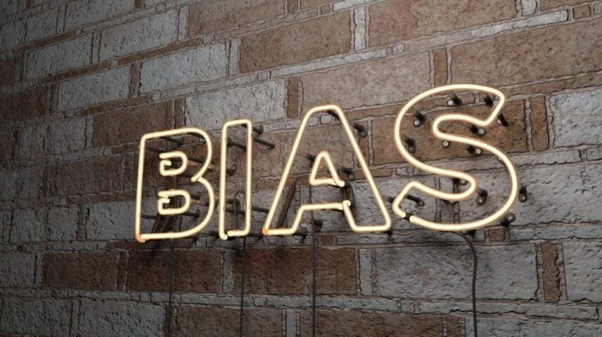 BIAS - Glowing Neon Sign on stonework wall