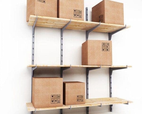 Boxes on shelf