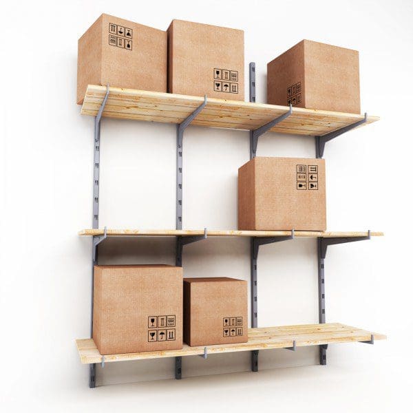 Boxes on shelf