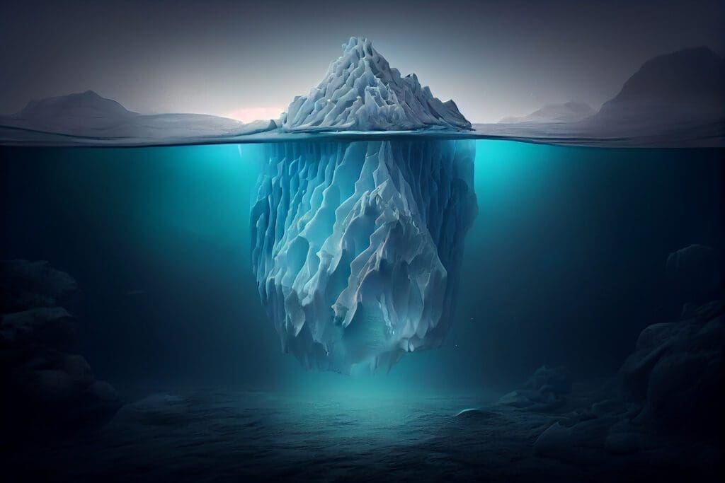 Iceberg "hidden danger" concept, illustrating the hidden tech threats that come with shadow it problems