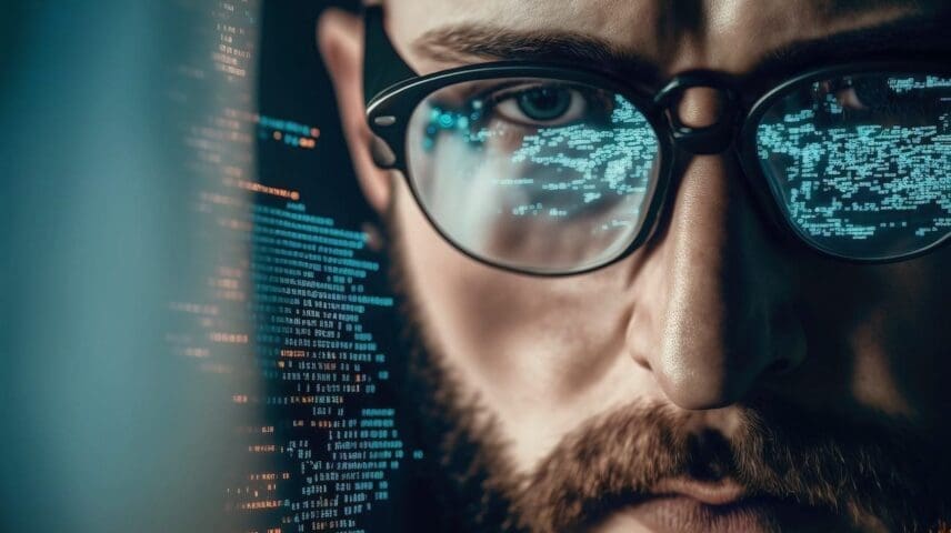 Closeup of a cyber hacker to communicate the idea of enterprise cyber security trends