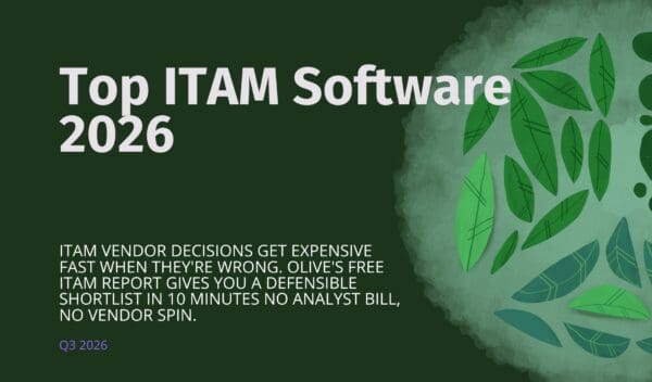 Cover image for Olive's "Top ITAM Software 2026" report, Q3 2026